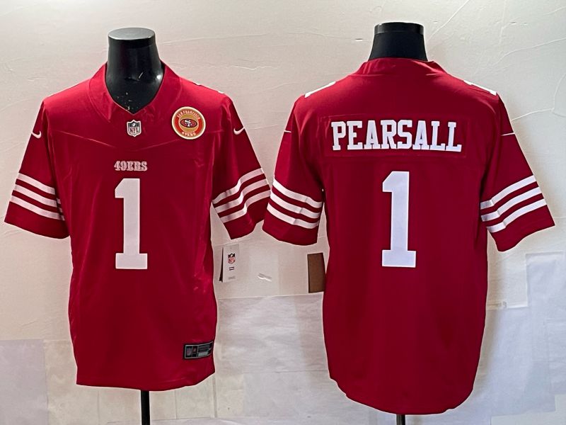 Men 2025 San Francisco 49ers #1 Pearsall red 3th generation Nike Limited NFL Jersey style  008